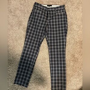 Banana Republic Women's Plaid Trousers - Navy Blue and Gray